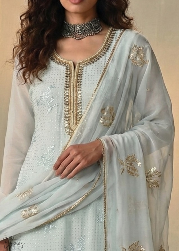 Baby Blue Georgette Pant Suit