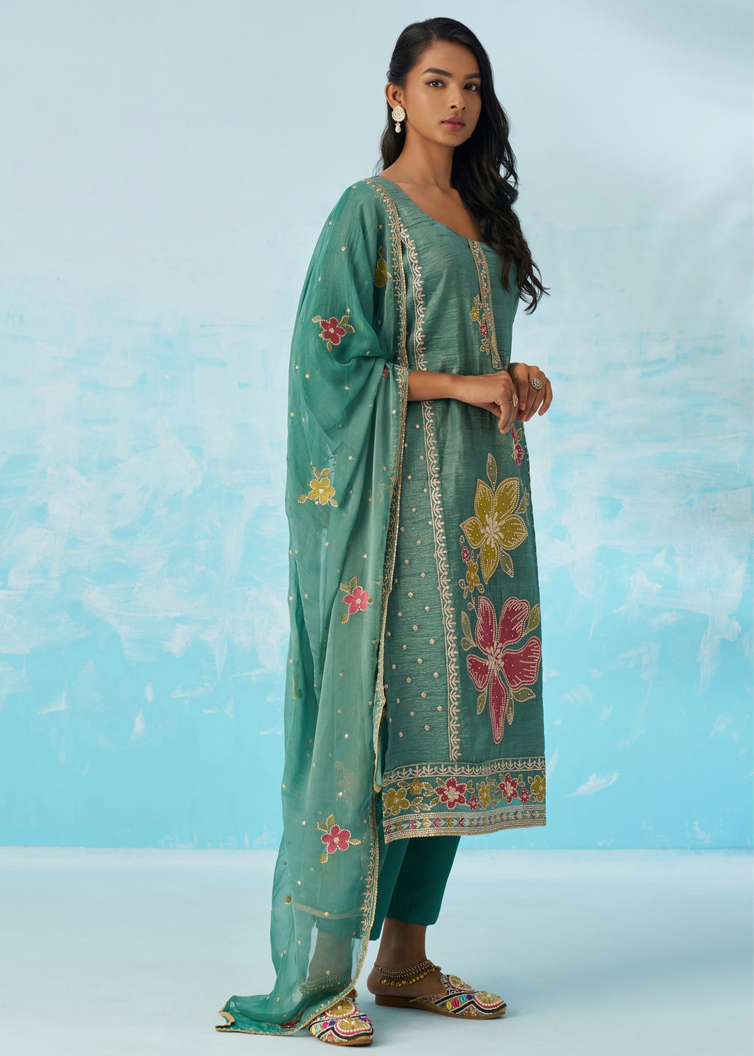 Persian Green Salwar Suit With Dupatta