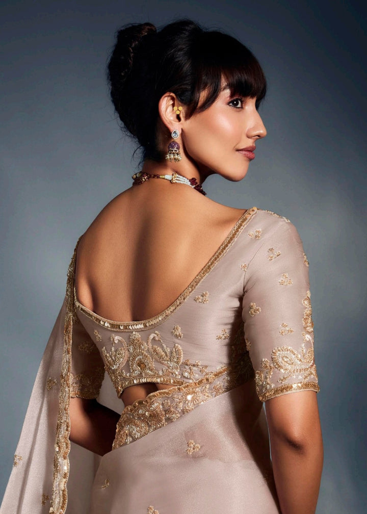 Beige Pure Fancy Saree with Hand Worked Border