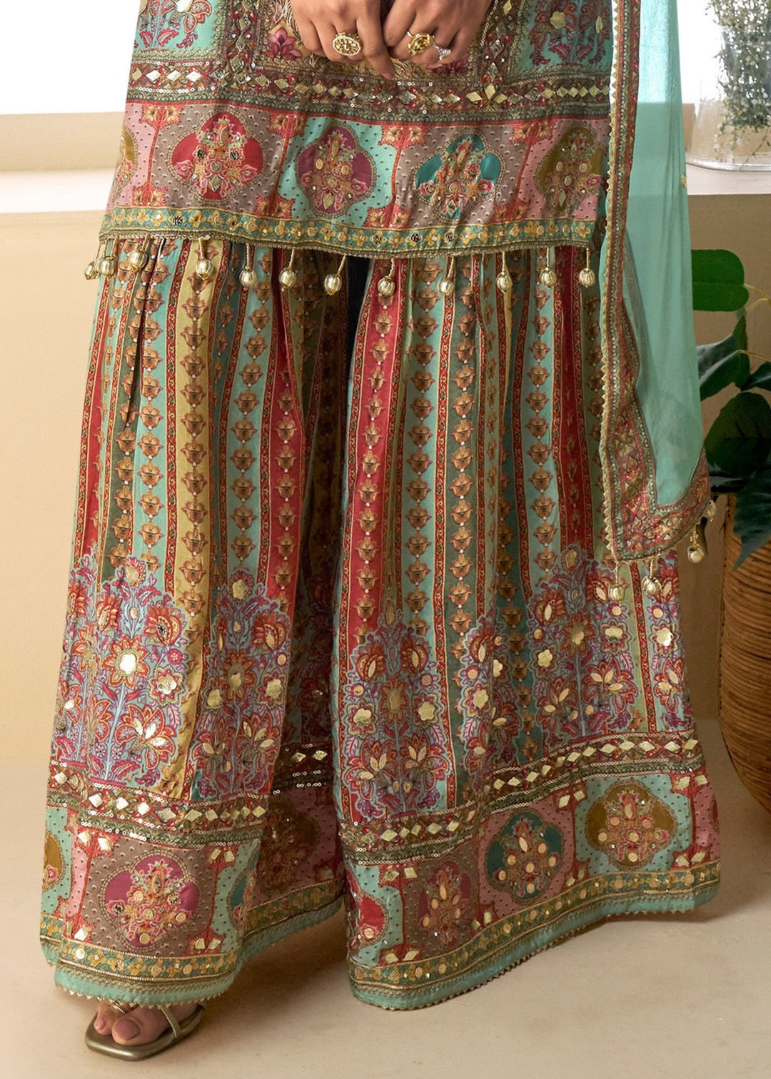 Pistachio Green Viscose Crepe Silk Salwar Suit : Top Pick (PRE-ORDER)