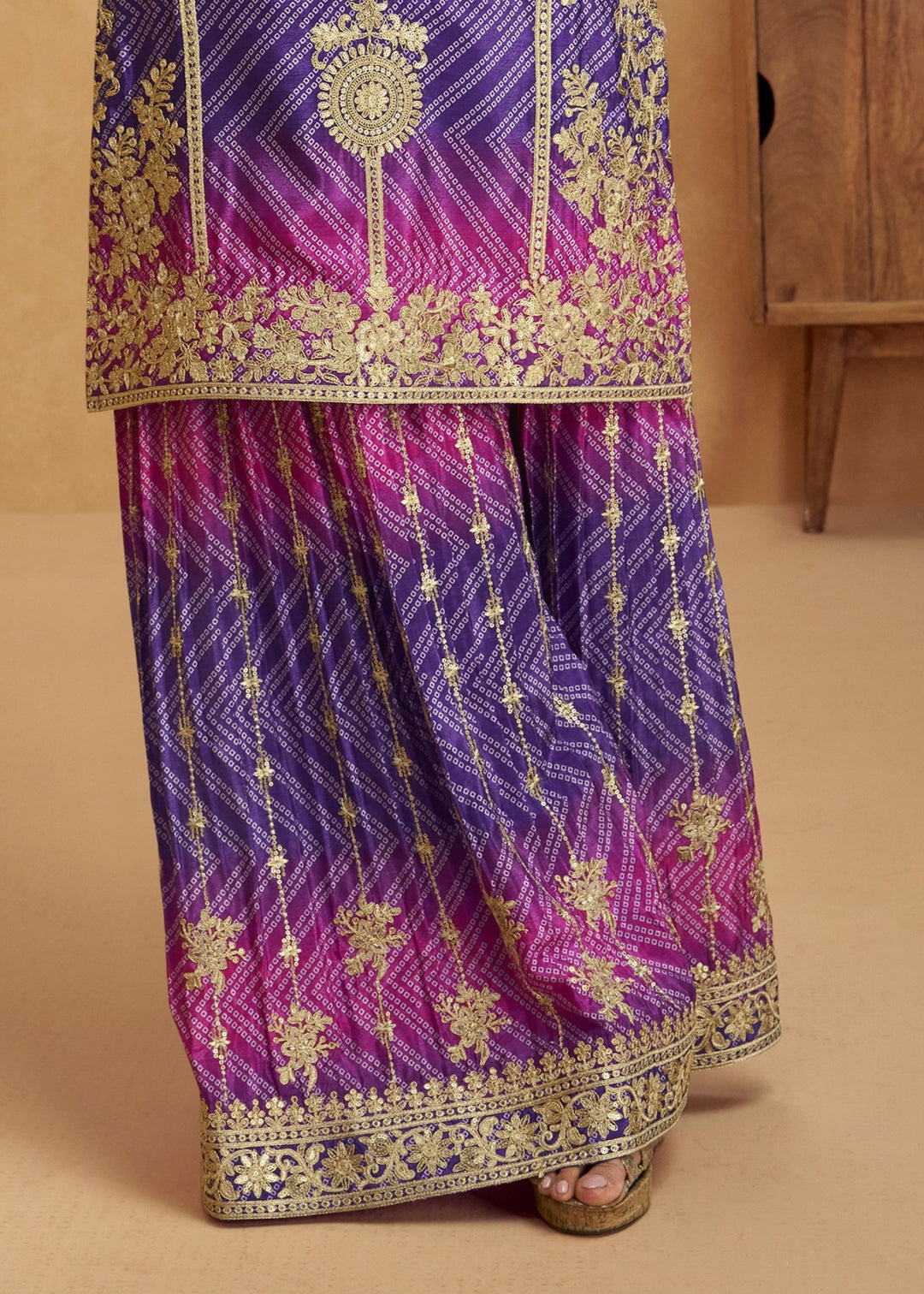 Purple With Pink Accents Silk Salwar Suit