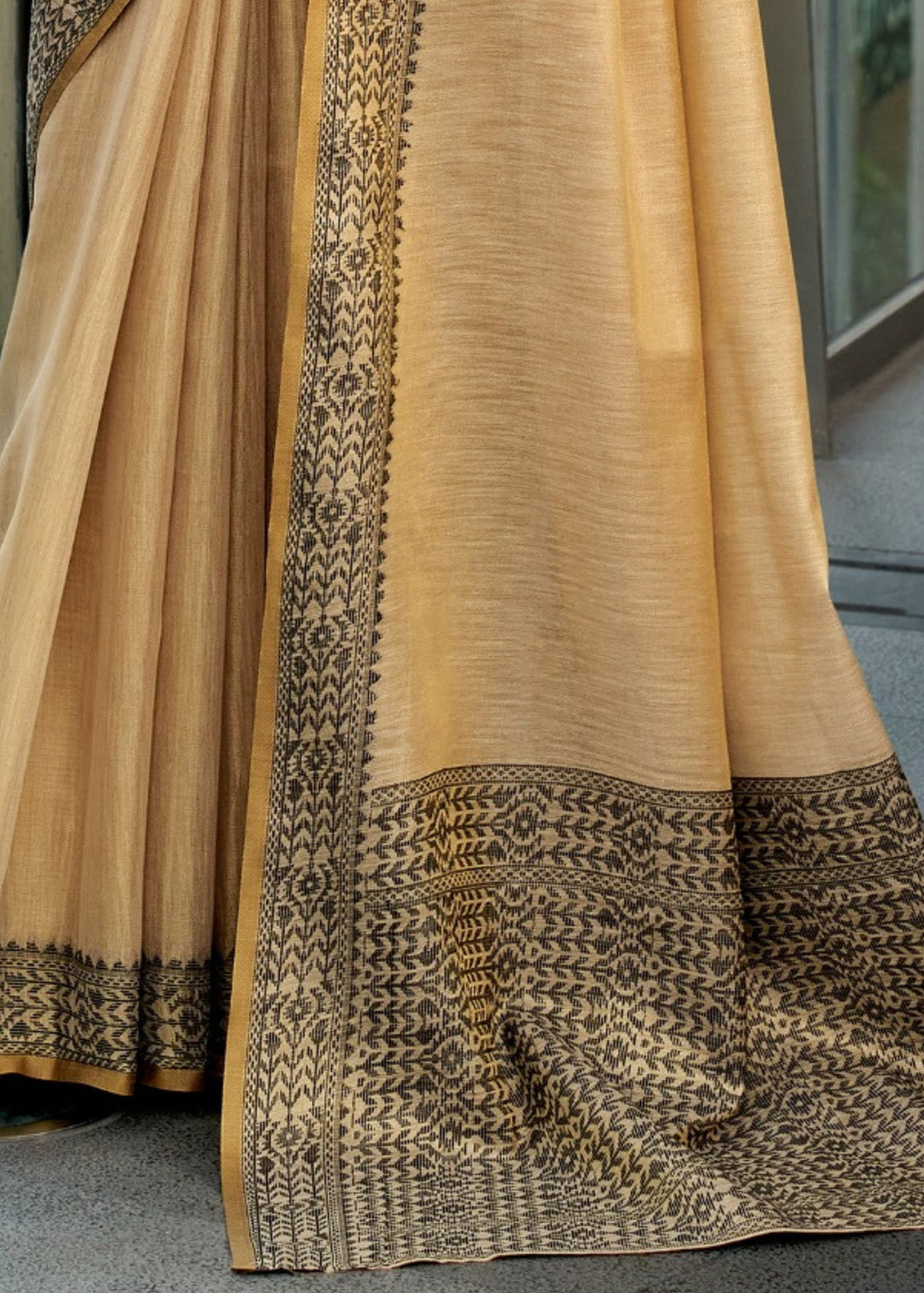 Golden Brown Linen Tissue Silk Saree