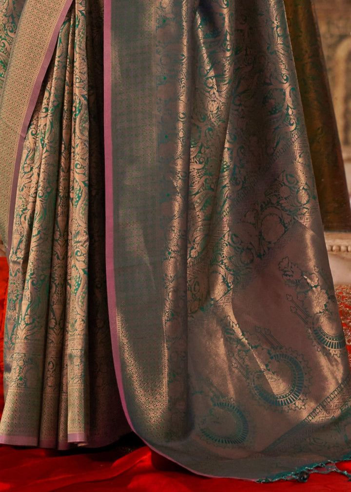 Seaweed Green Handloom Weaving Silk Saree