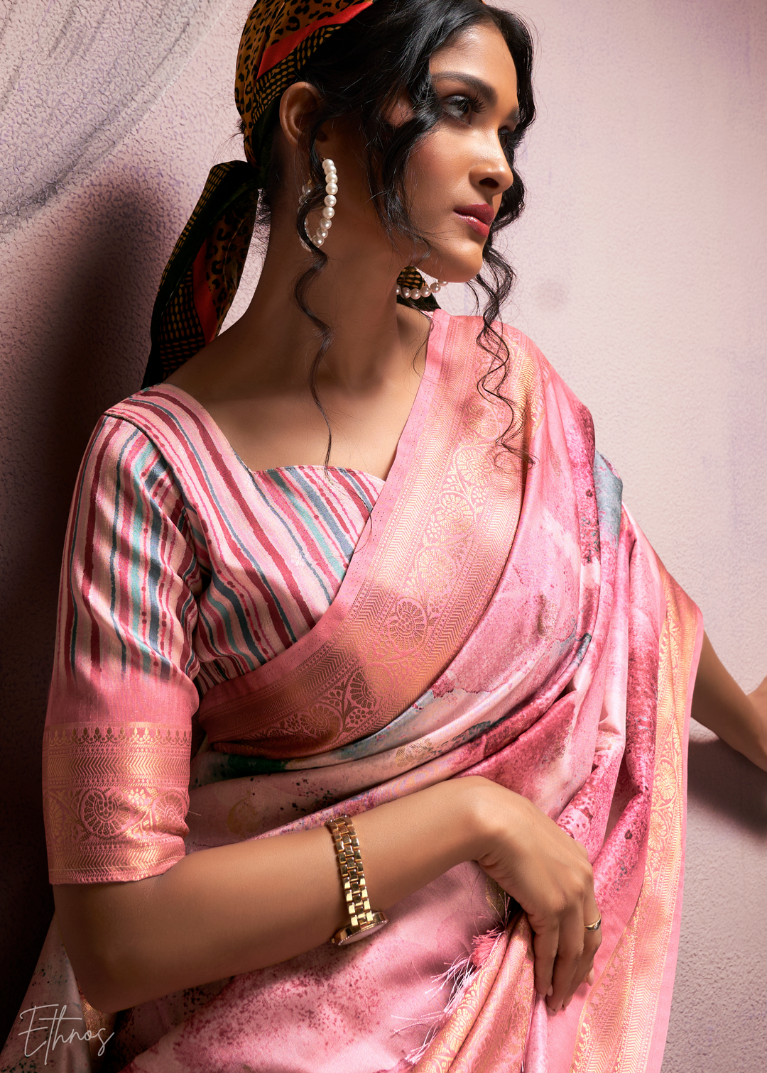 Flamingo Pink Handloom Weaving Silk Saree