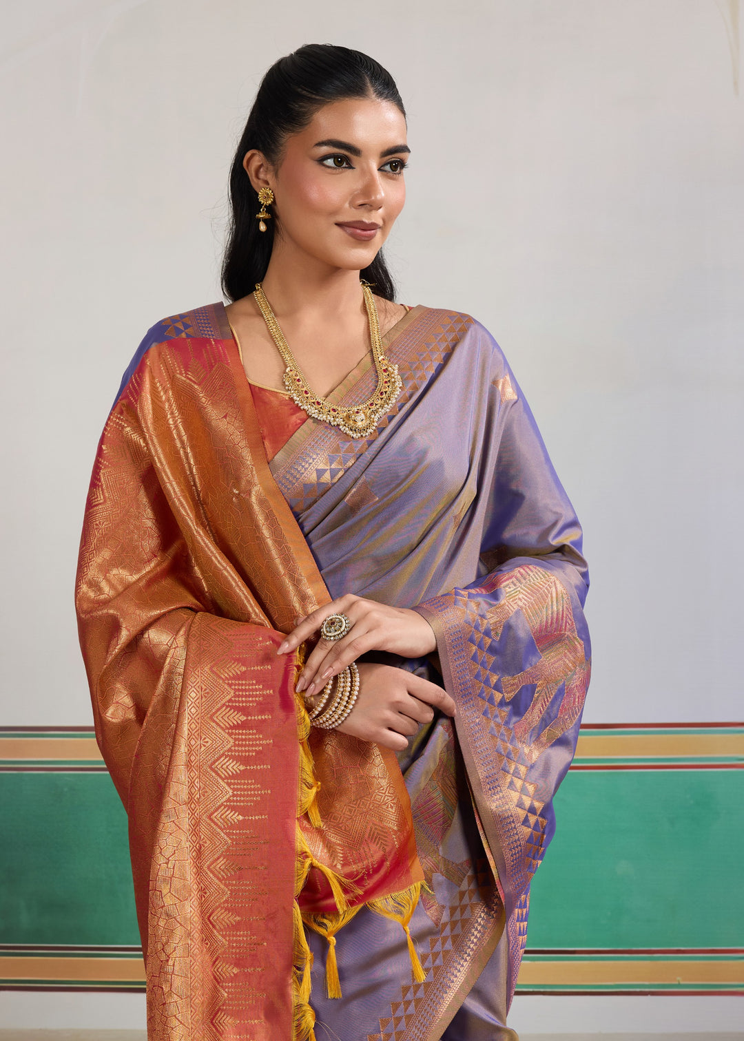 Lavender purple Pure Silk Saree