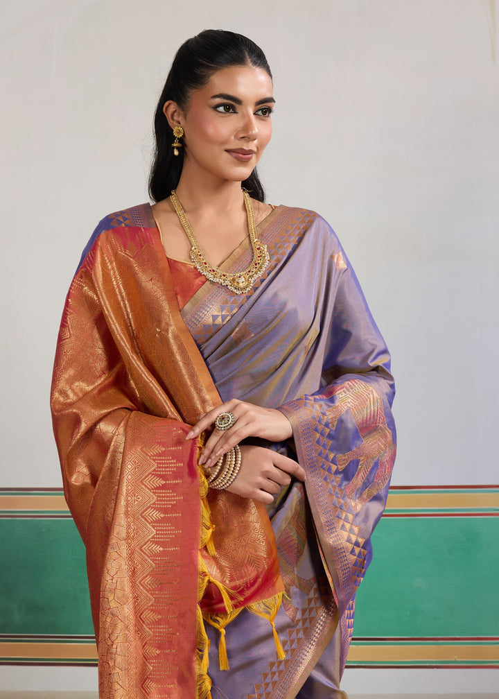 Lavender purple Pure Silk Saree