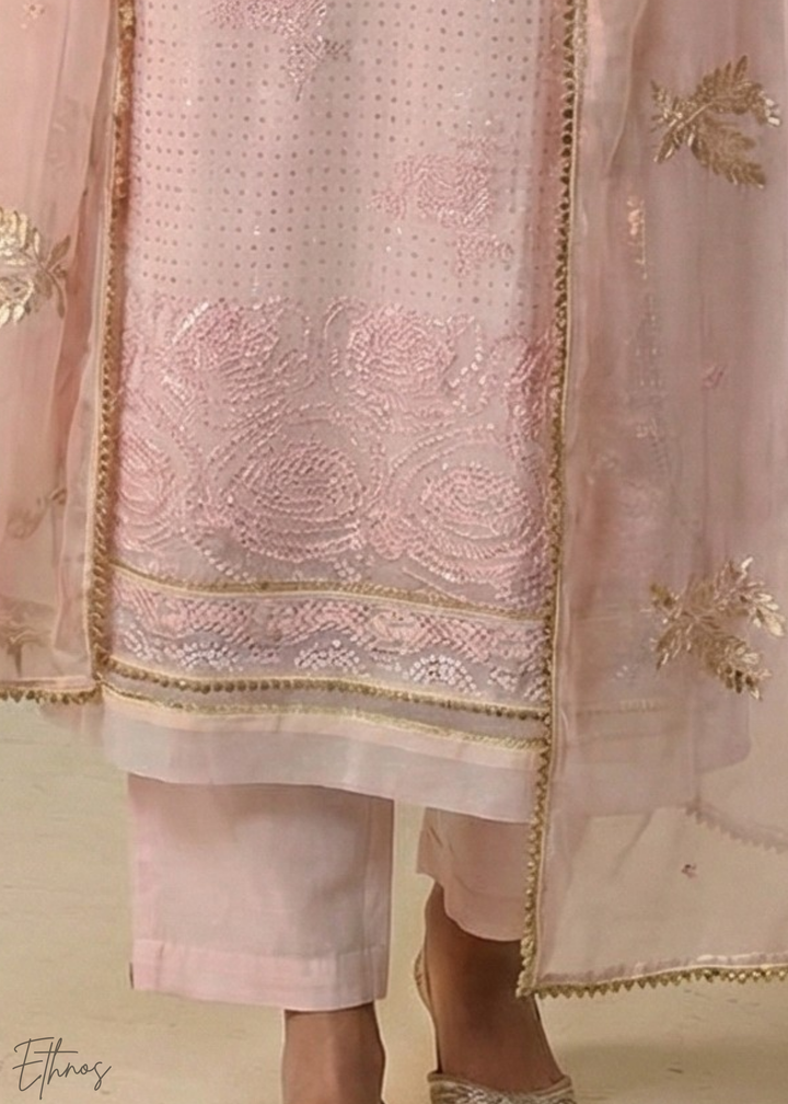 Pastel Pink Georgette Pant Suit