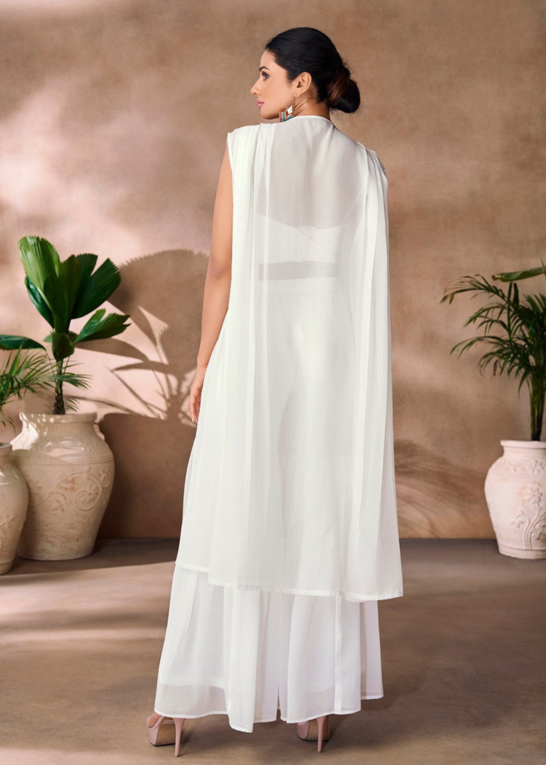 White Georgette Handwork Co-ord Set