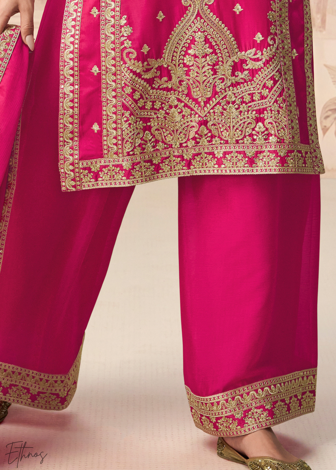 Barbie Pink Chinon Silk Palazzo Suit