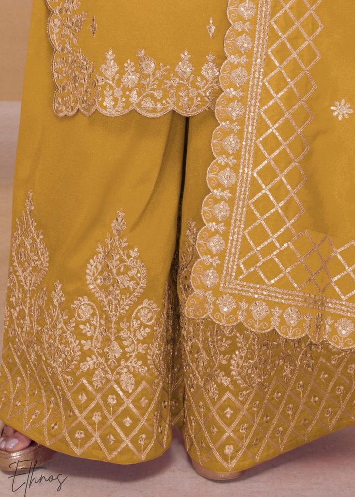 Antique Mustard Silk Palazzo Suit