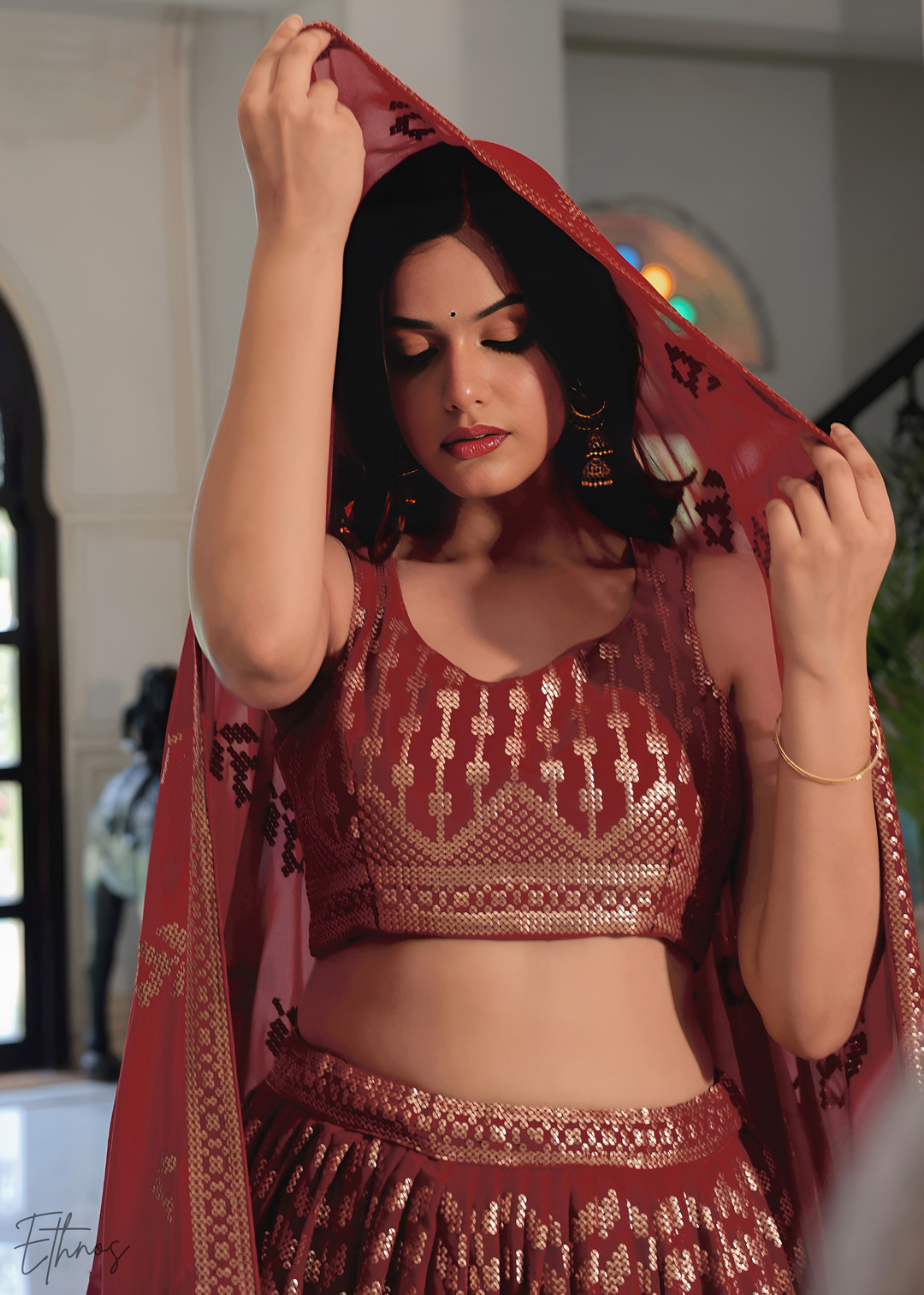 Ruby Red Georgette Lehenga Choli