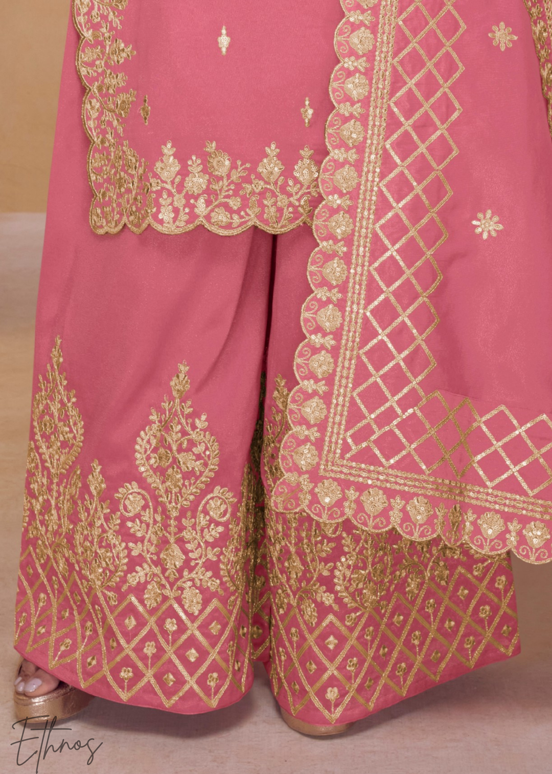Soft Gulabi Pink Silk Palazzo Suit