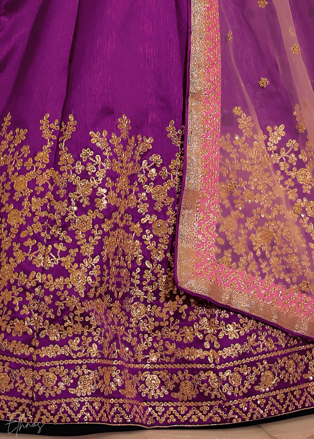 Pink and Purple Silk Lehenga Choli