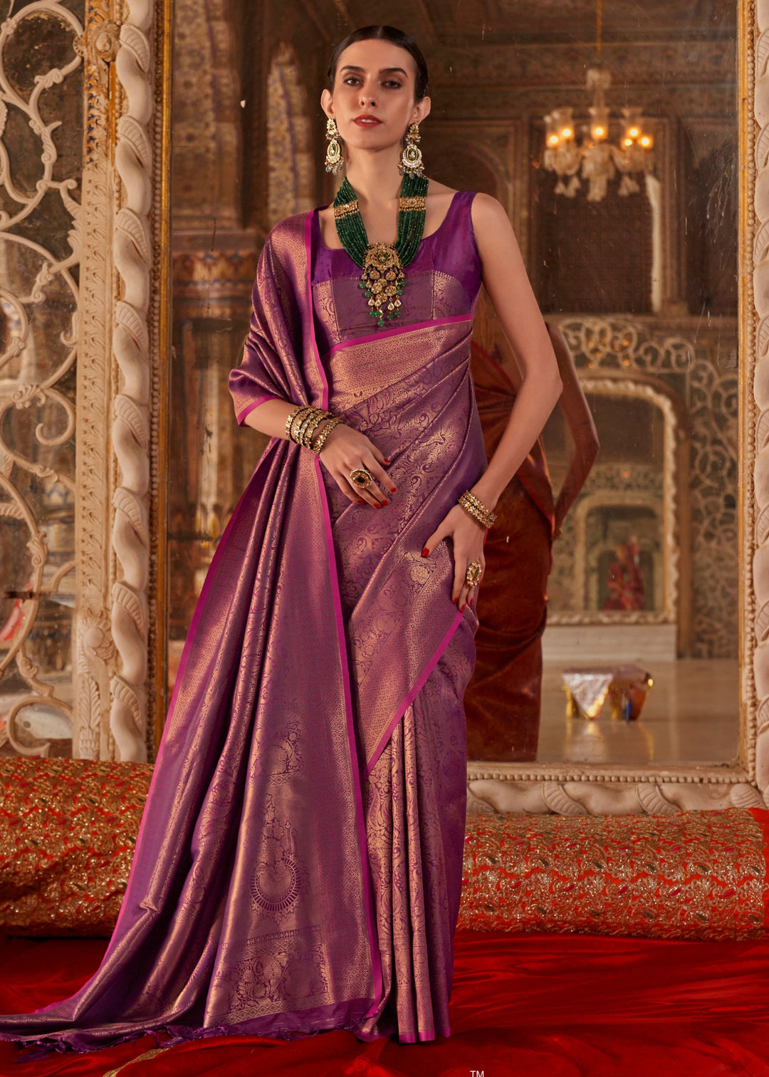 Royal Purple Handloom Weaving Silk Saree