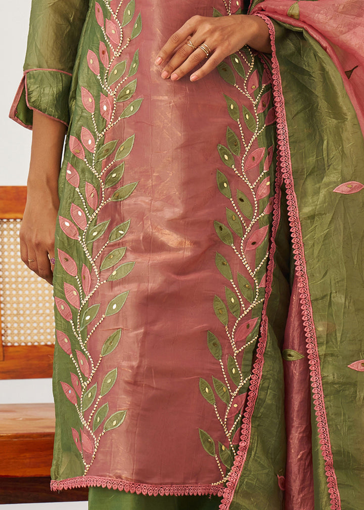 Paris Green Silk Pant Suit With Embroidery Work