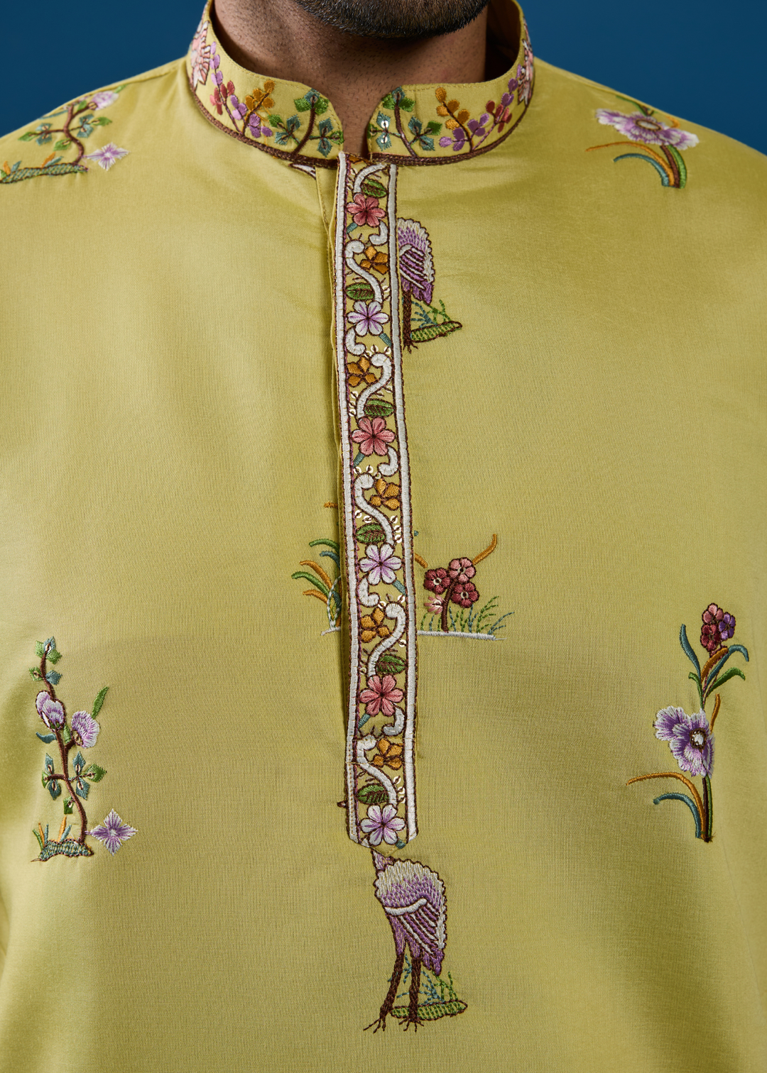 Chartreuse Yellow Mens Wear Kurta with Pant