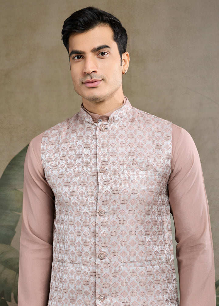 Ivory Mens Wear Koti Style with Kurta and Pajama