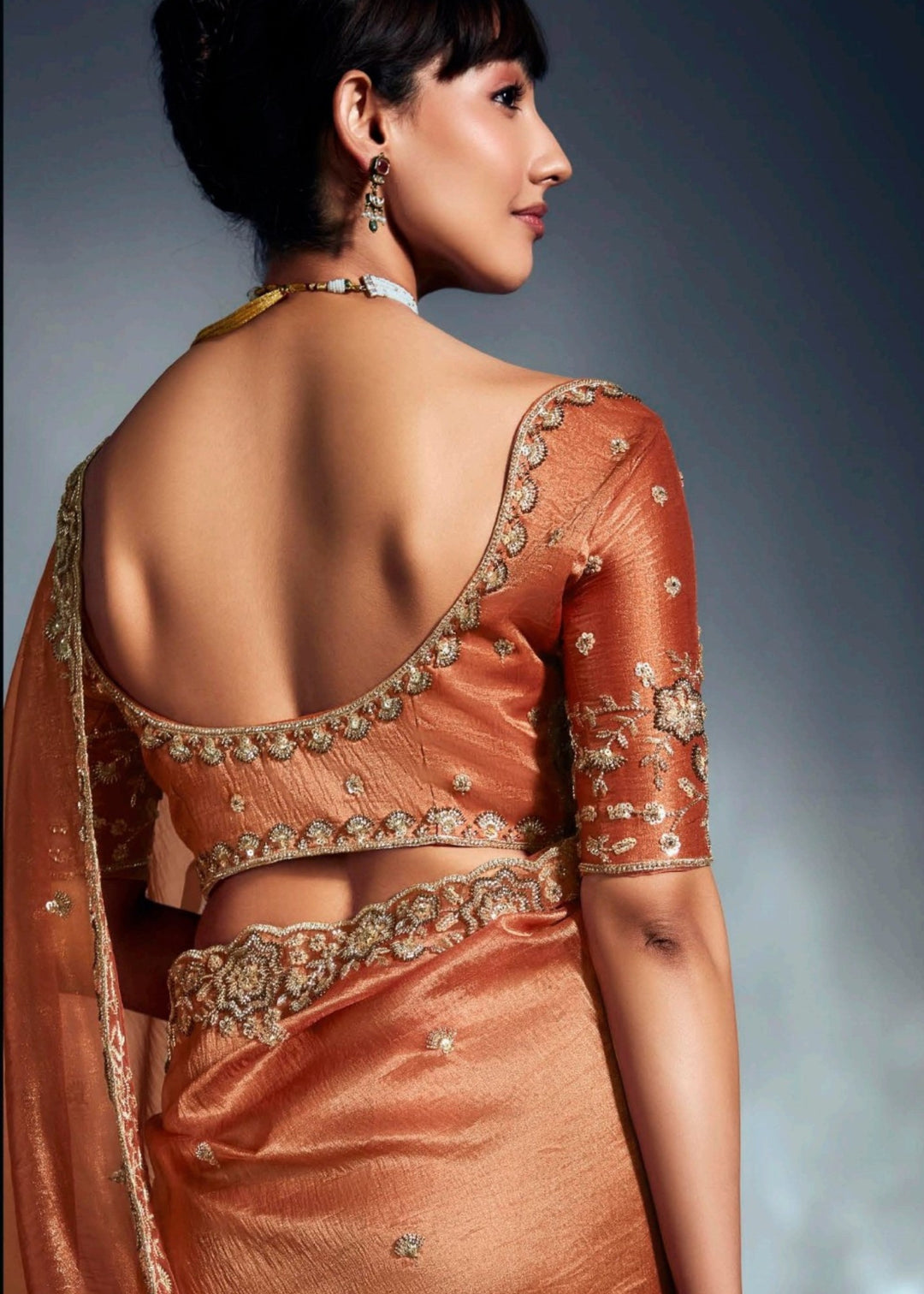 Orange Pure Fancy Saree with Hand Worked Border