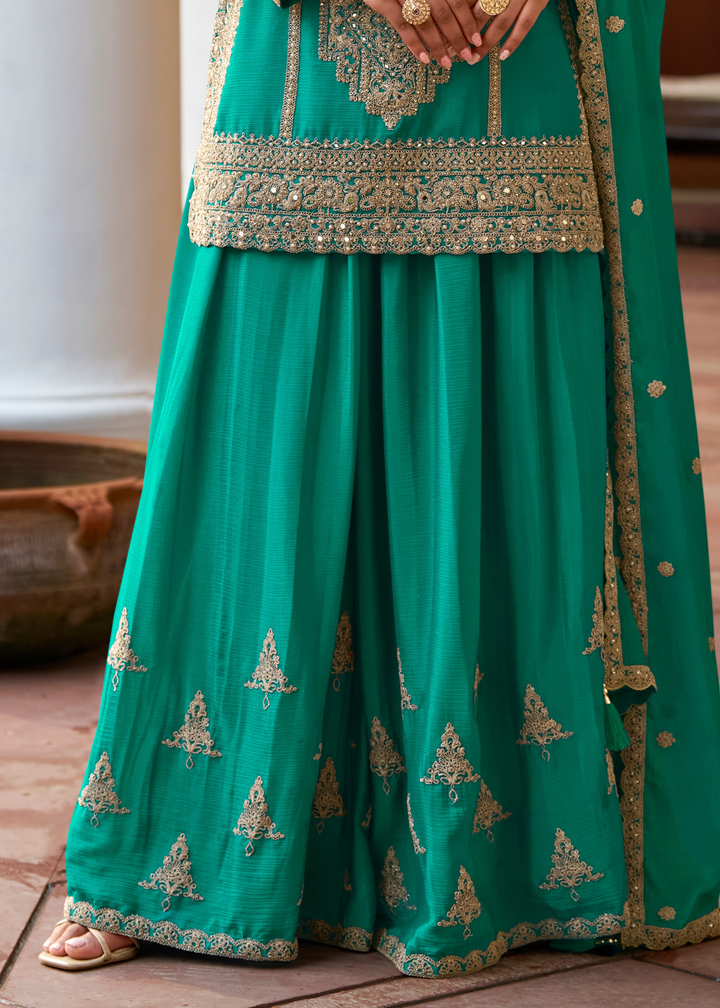 Emerald Green Chinon Palazzo Suit