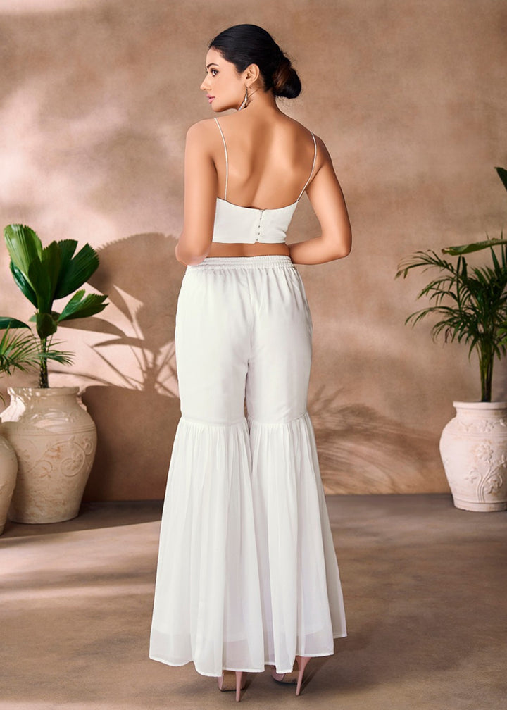 White Georgette Handwork Co-ord Set