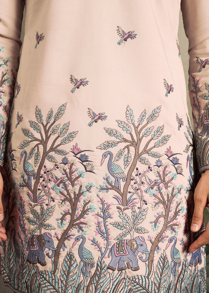 Blush Nude Mens Silk Kurta with Pant