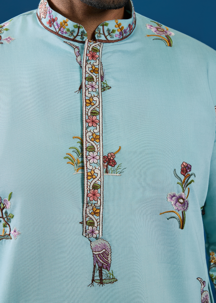 Seafoam Blue Mens Wear Kurta with Pant