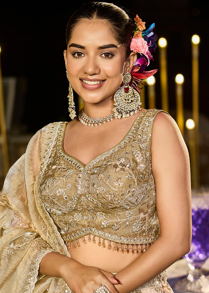 Multi Satin Silk Lehenga Choli with Sequince Embroidered