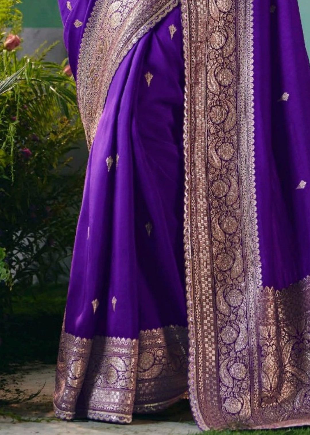 Royal Purple Pure Viscose Dola Silk Saree with Zari Weaving & Embroidered Blouse