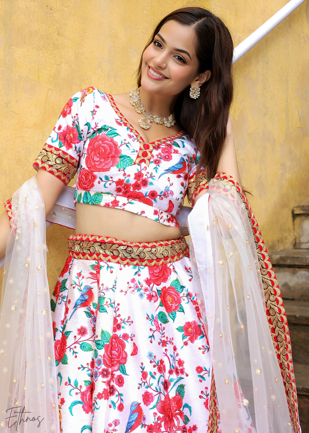 Cloud White Silk Lehenga With Dupatta
