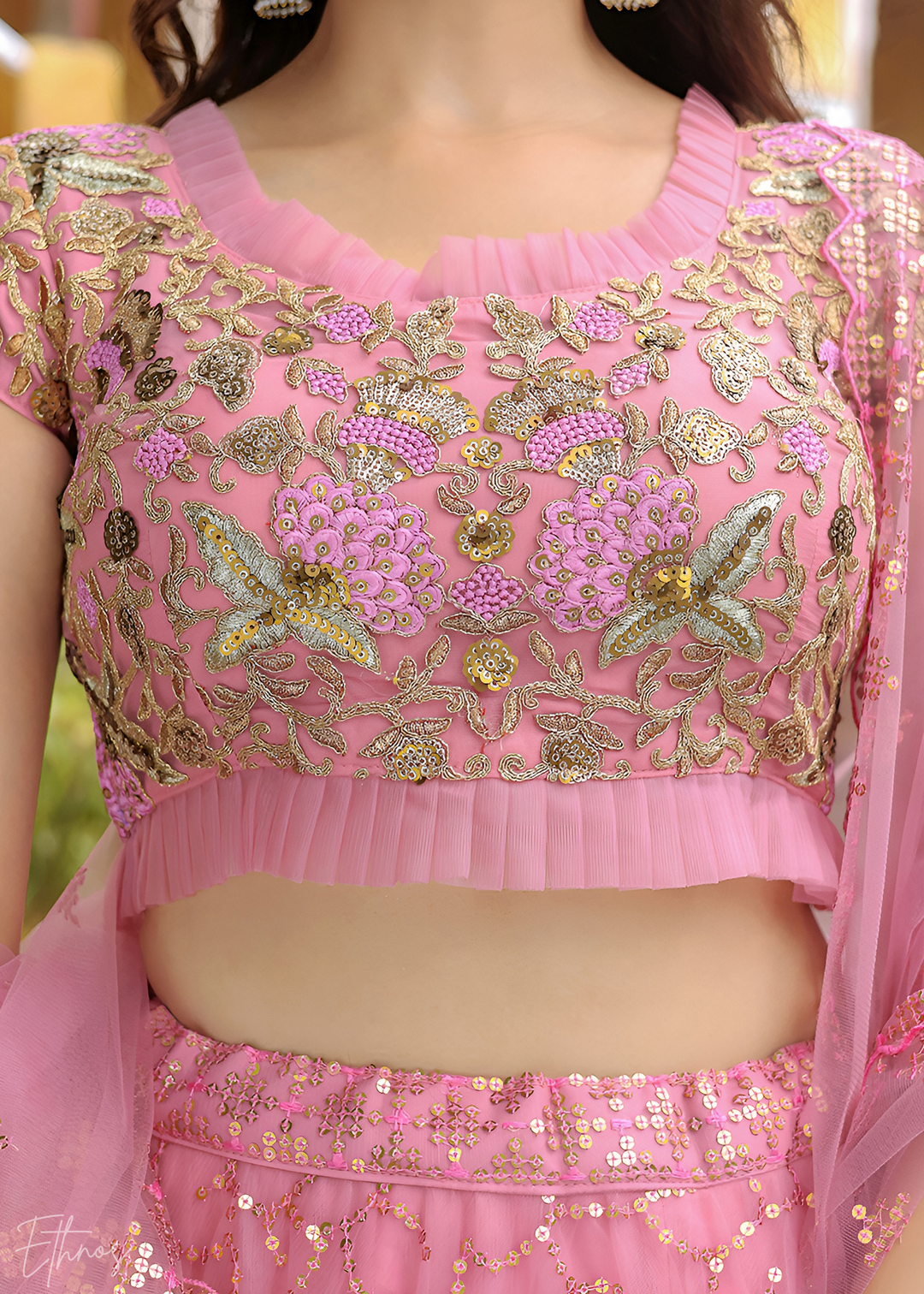 Bubblegum Pink Soft Net Lehnga With Dupatta