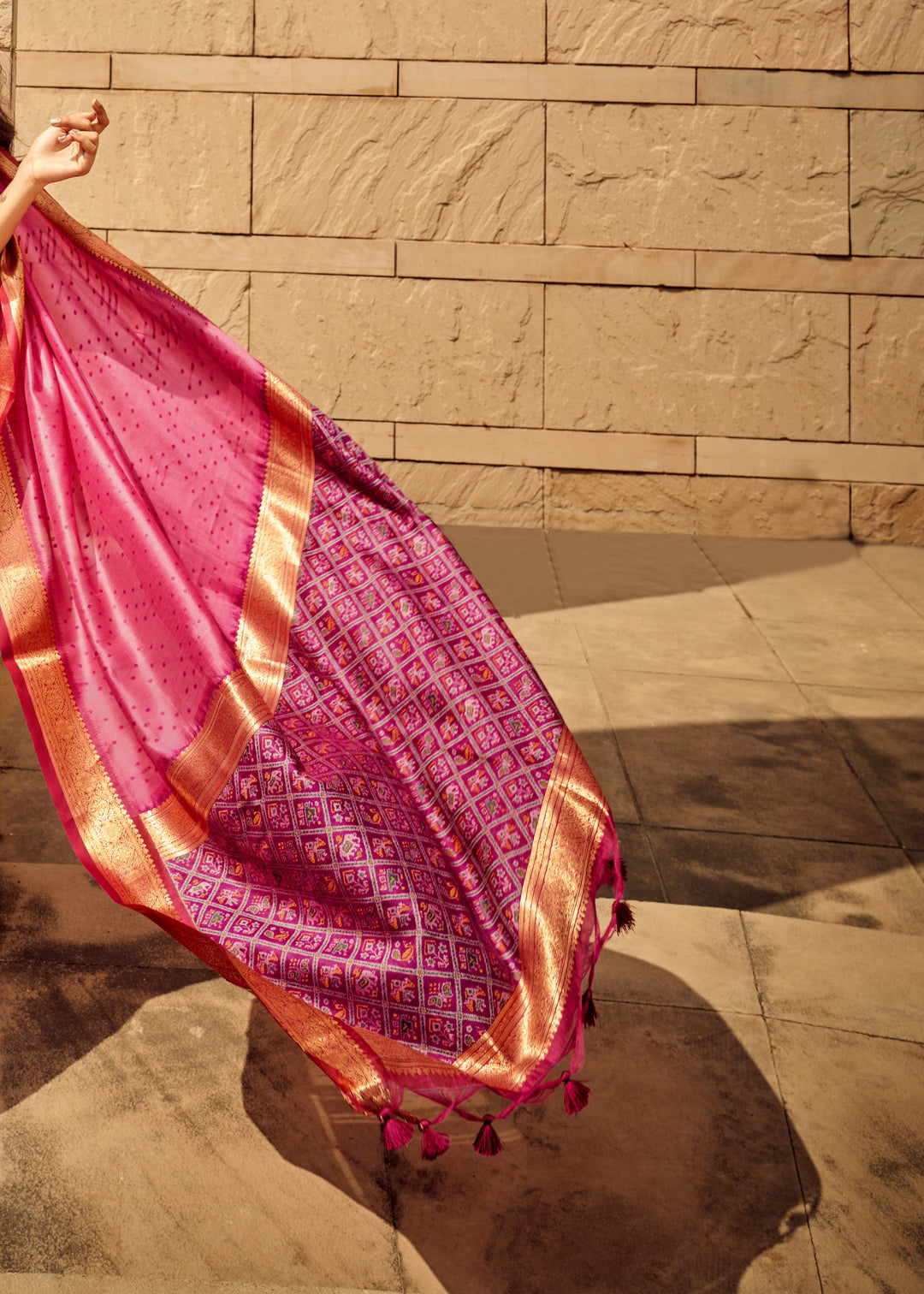 Pink Handloom Weaving Silk Saree