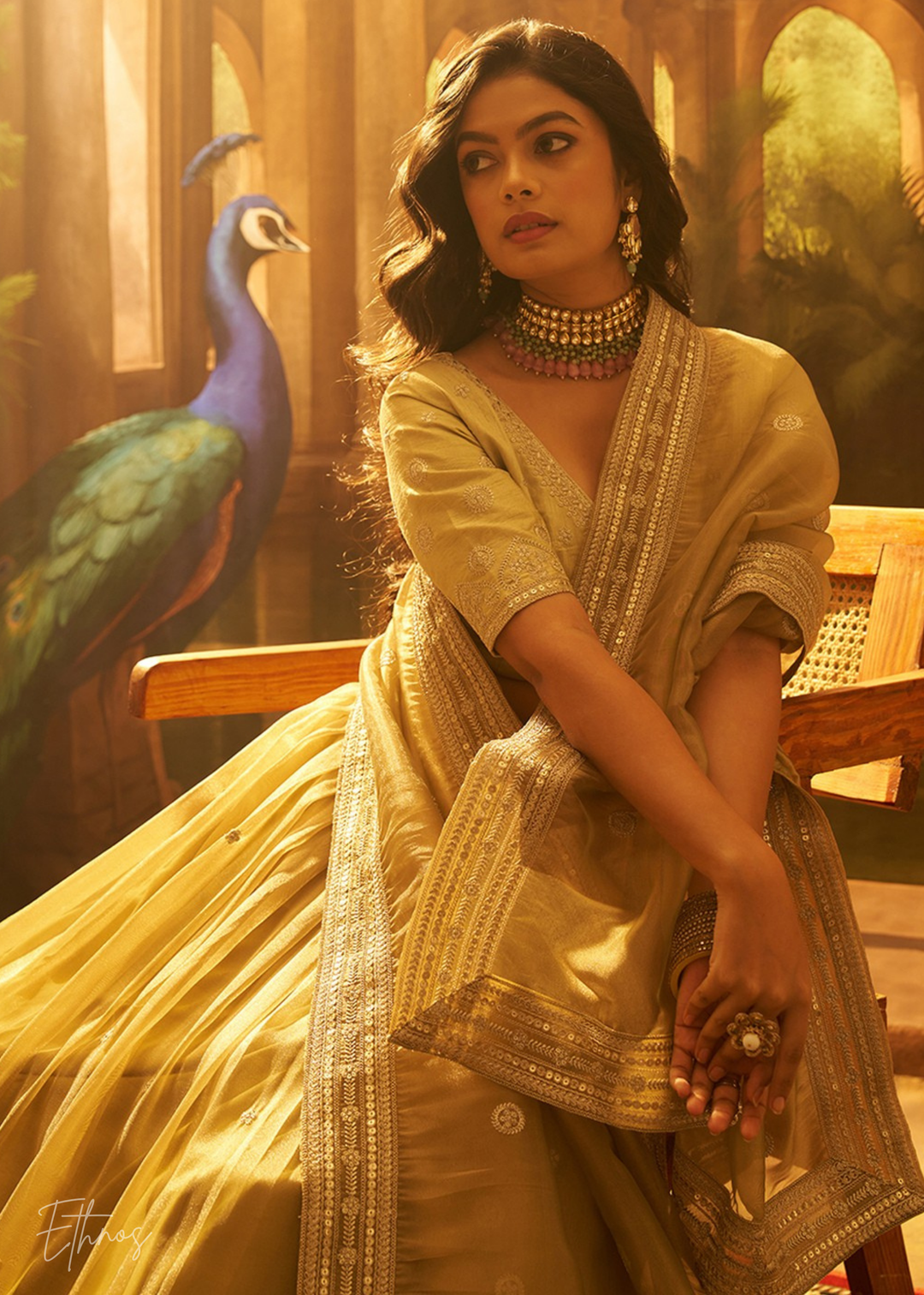Olive Crepe Art Silk Lehenga