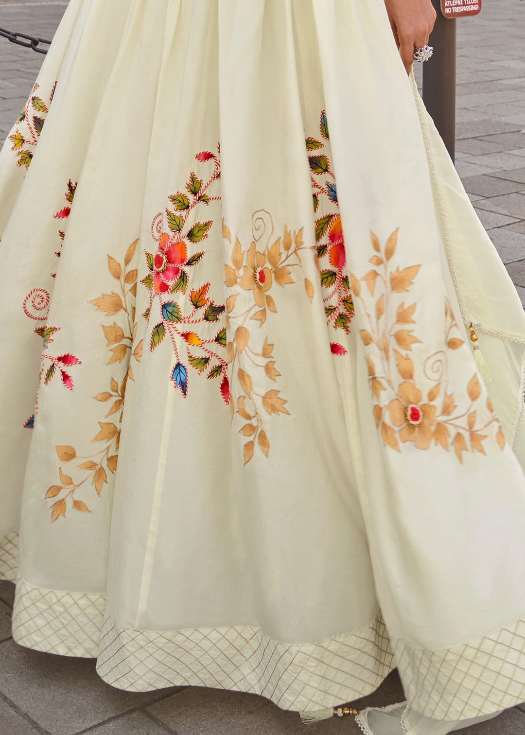 Pastel Pistachio Chinon Silk Gown with Dupatta