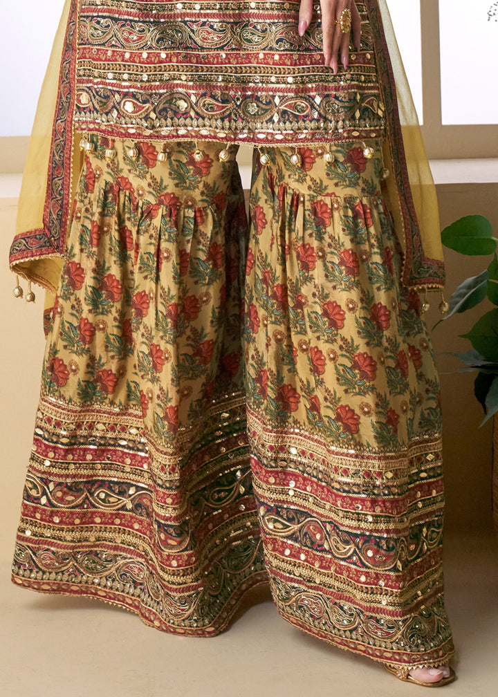 Warm Mustard Pure Viscose Natural Crepe Silk Salwar Suit