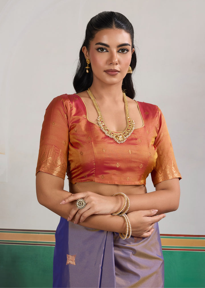 Lavender purple Pure Silk Saree