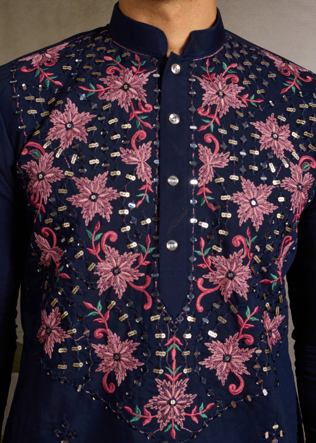 Navy Blue Mens Wear Silk Kurta with Pant