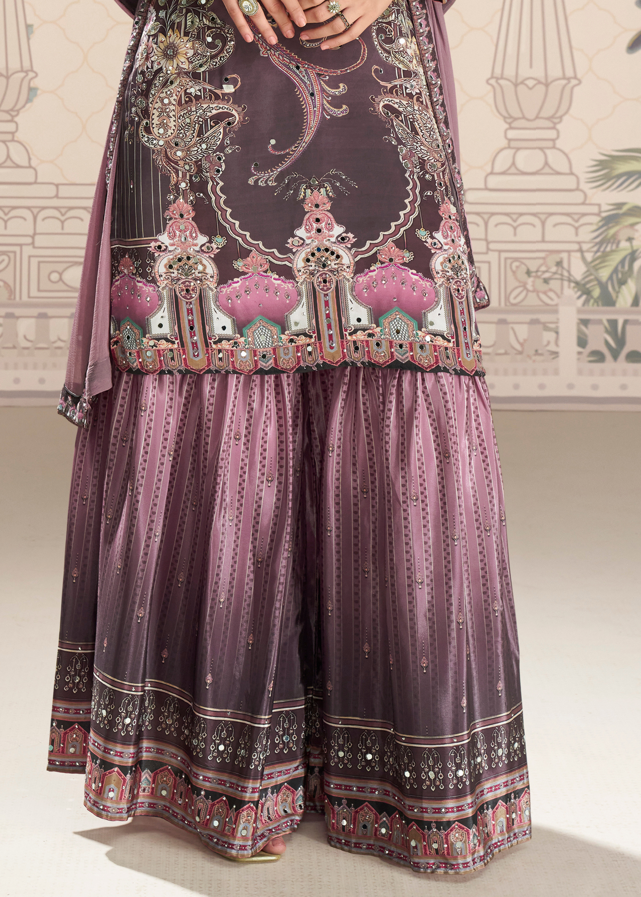 Lavender Purple Crep Silk Sharara Suit – Ethnos