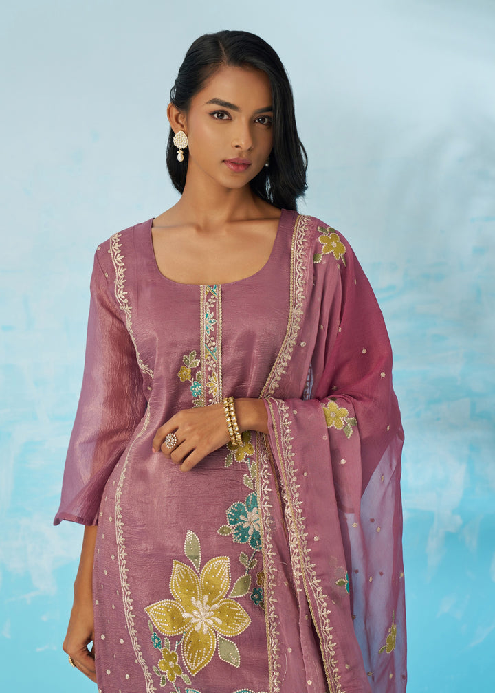 Rosewood Mauve Salwar Suit With Dupatta