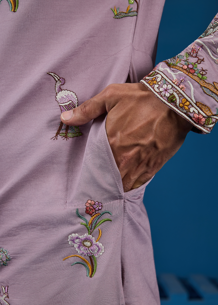 Soft Mauve Mens Wear Kurta with Pant