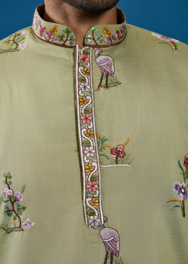 Olive Mist Mens Wear Kurta with Pant