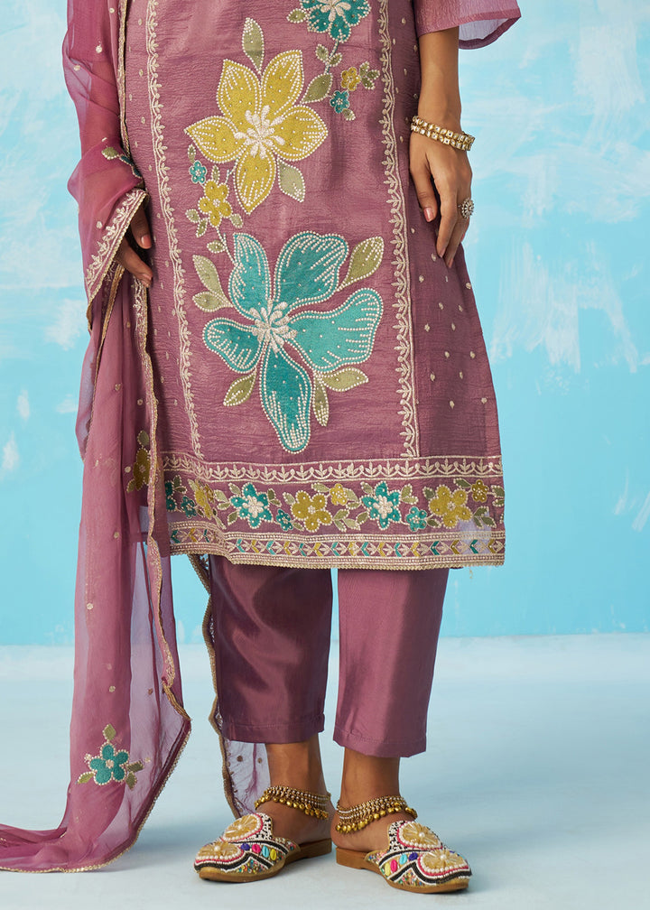 Rosewood Mauve Salwar Suit With Dupatta