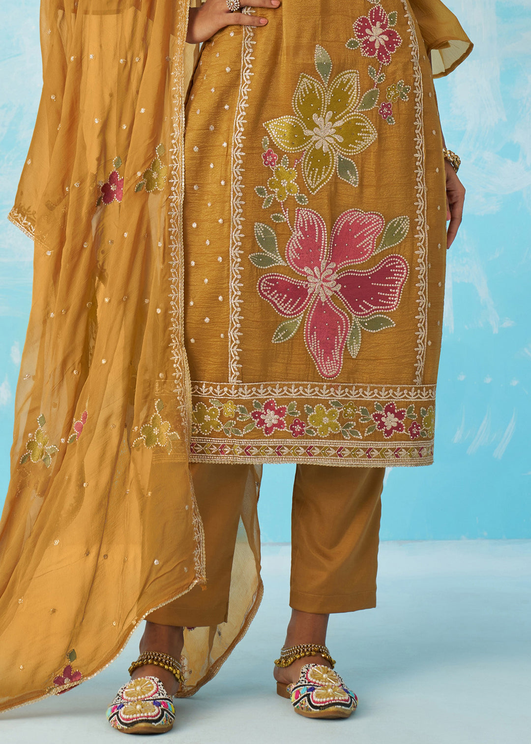 Mustard Yellow Salwar Suit With Dupatta