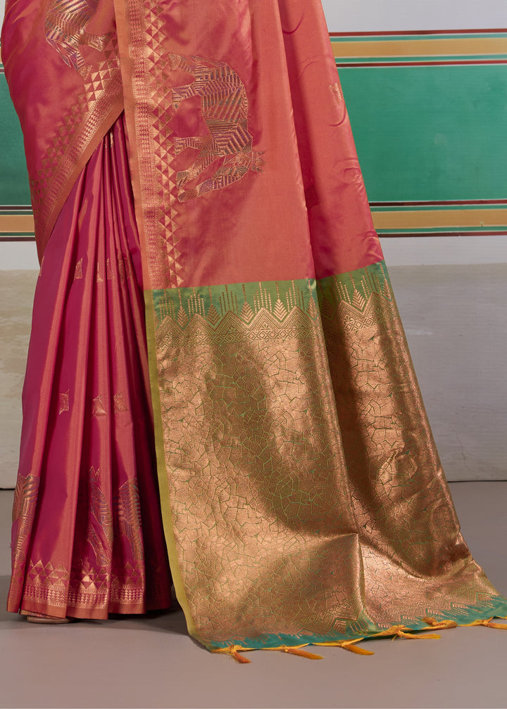 Rani pink Pure Silk Saree