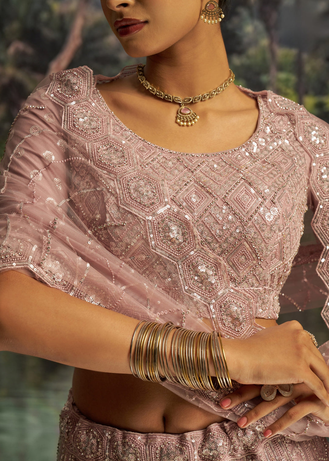 Soft Blush Pink Soft Net Lehenga With Embroidery