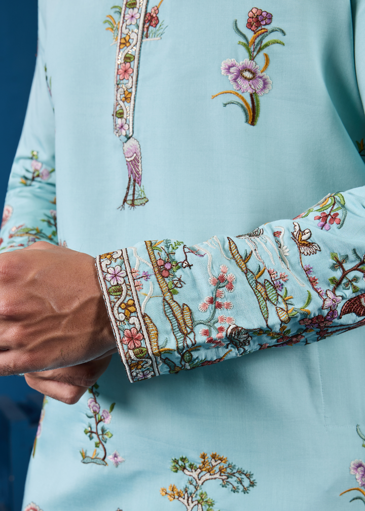 Seafoam Blue Mens Wear Kurta with Pant