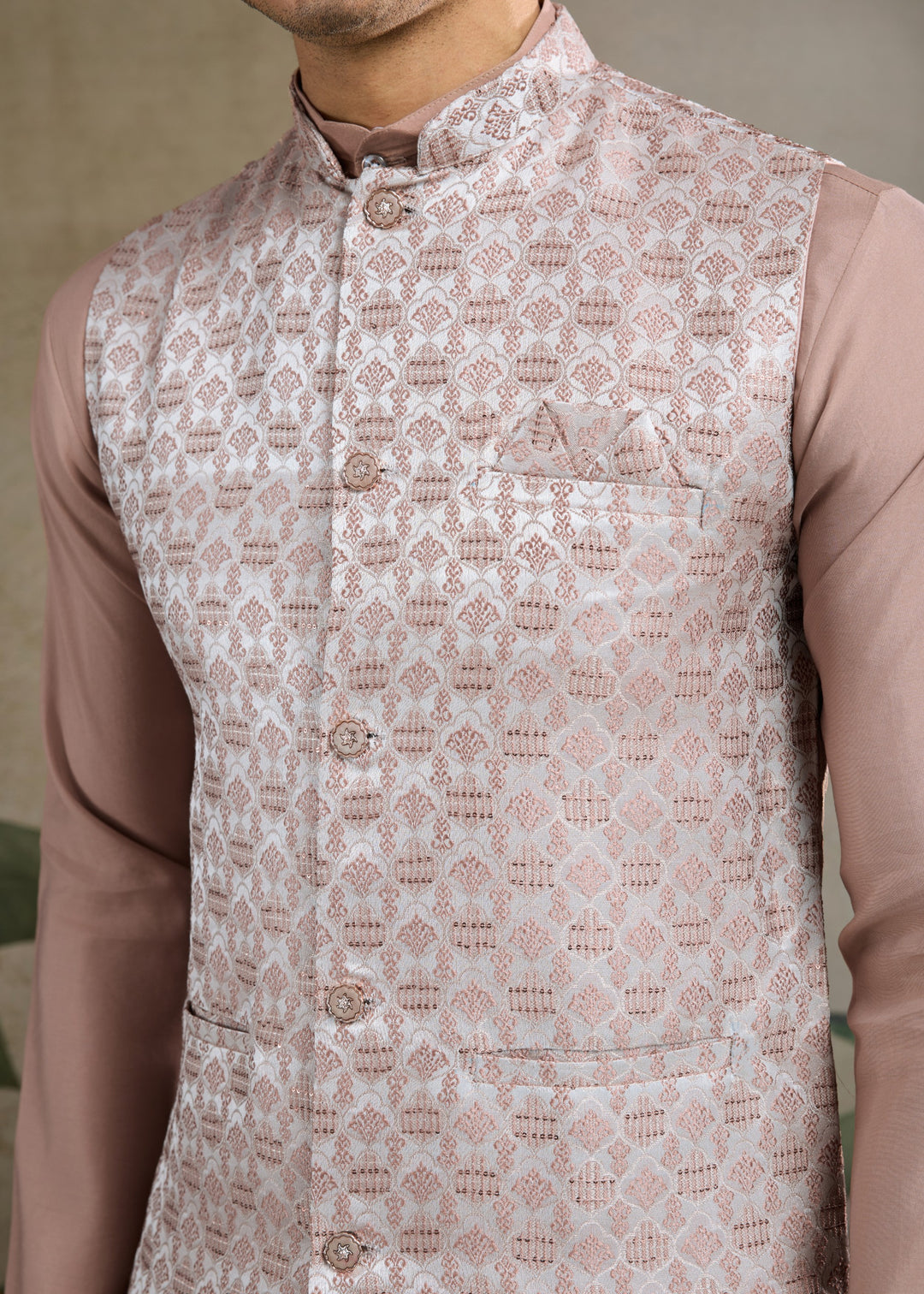 Ivory Mens Wear Koti Style with Kurta and Pajama