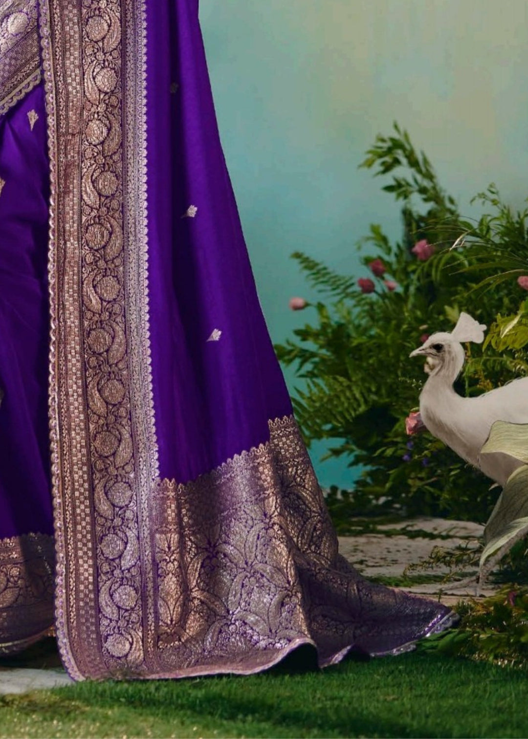 Royal Purple Pure Viscose Dola Silk Saree with Zari Weaving & Embroidered Blouse