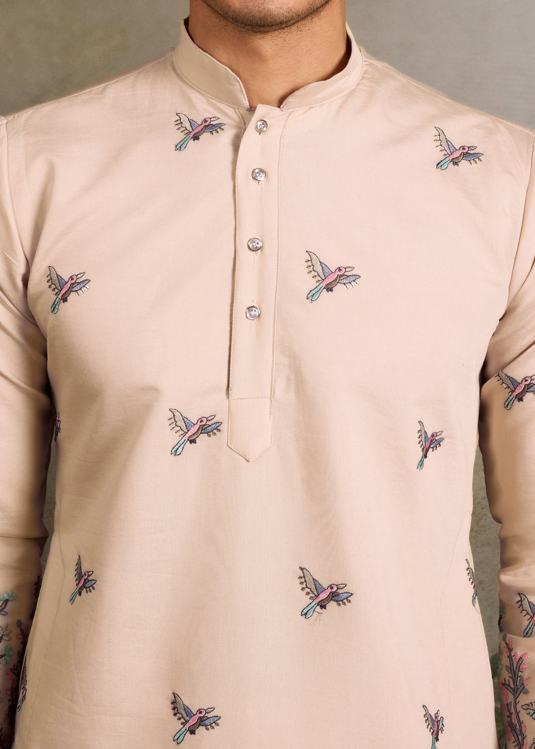 Blush Nude Mens Silk Kurta with Pant