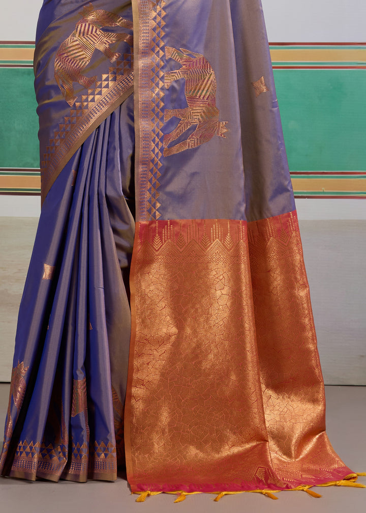 Lavender purple Pure Silk Saree