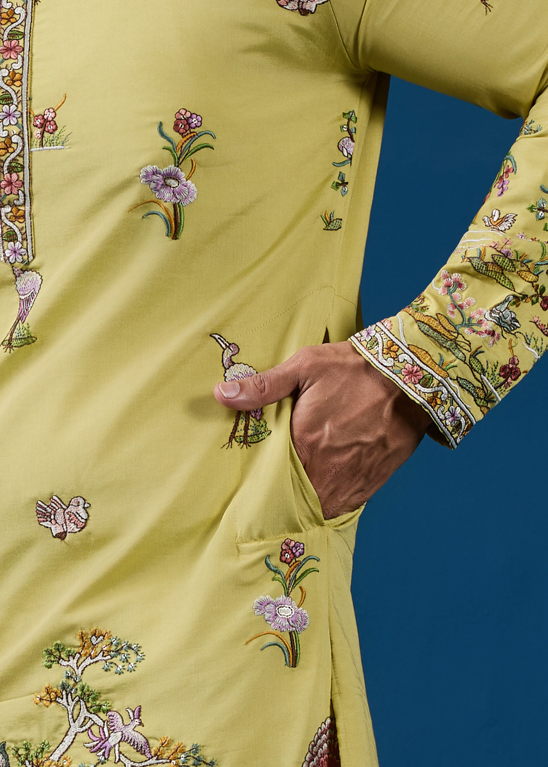 Chartreuse Yellow Mens Wear Kurta with Pant